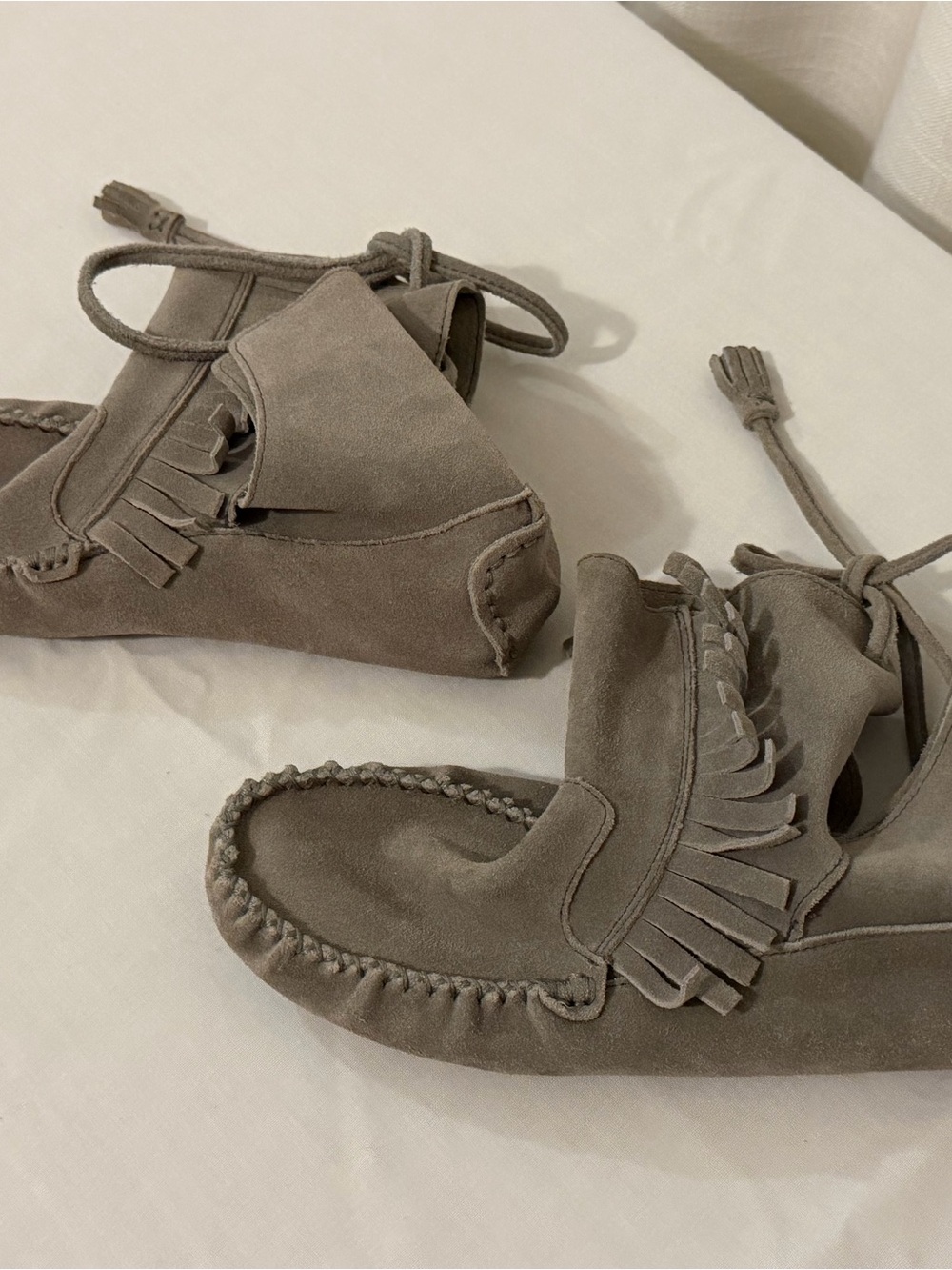 J.Crew  Women’s Suede Fringe Moccasin in Taupe - Brand Unknown